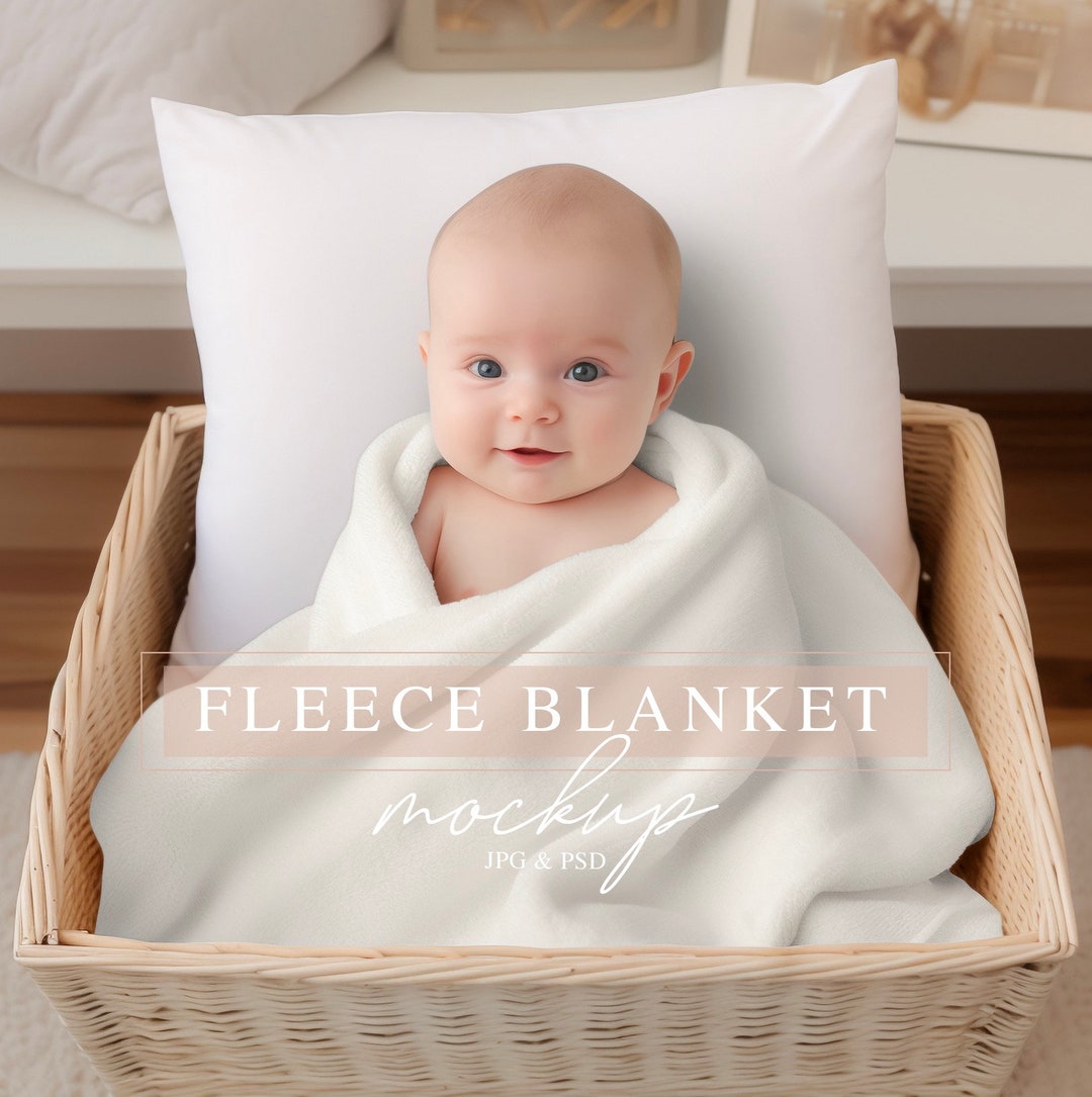 Baby Fleece Blanket Mockup, Minky Blanket PSD Mockup, Cute Infant