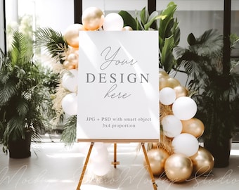 Welcome Sign Mockup, 3x4 Easel (PSD & JPG)