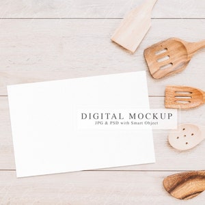 Recipe Card Mockup, Kitchen Supplies Photography Mocup, PSD smart Object, Food Recipe Card Mockup, Clear 4x6 Card Mockup