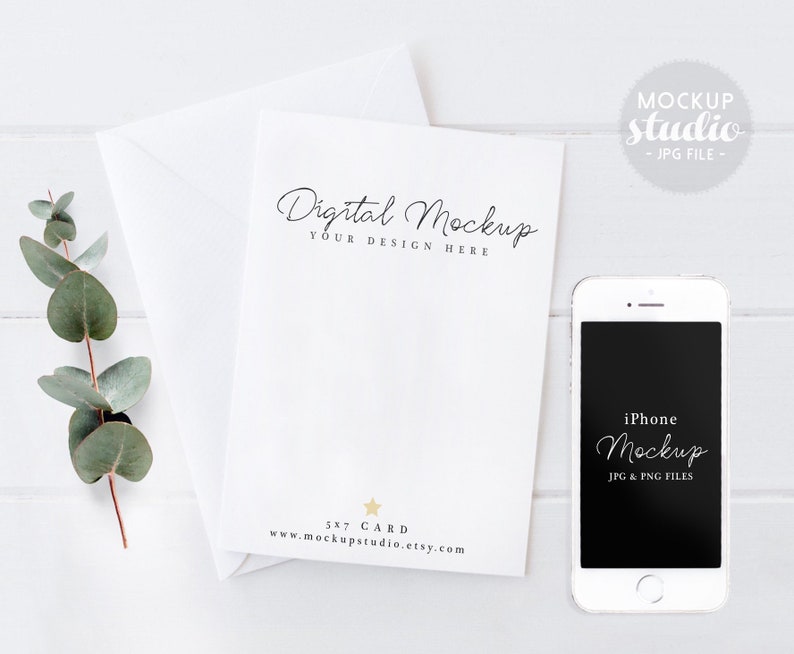 Karte und iPhone Mockup klar Mockup Zweig Karte Mockup 5 x | Etsy