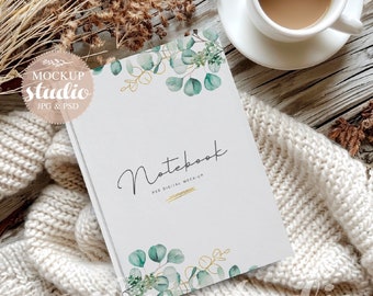 Notebook Mockup Cozy Setup, Boho Journal Mock up, Book Cover Mock-up, Boho Notebook Mock-Up, Hardcover Journal Mock