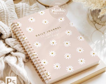 Gold Spiral Notebook Mockup: A5 Hardcover Journal PSD (Instant Download)