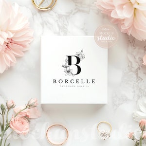 Scatola portagioielli quadrata Mockup Scatola regalo bianca Mockup Imballaggio per gioielli Mockup Modello di design modificabile PSD Mockup