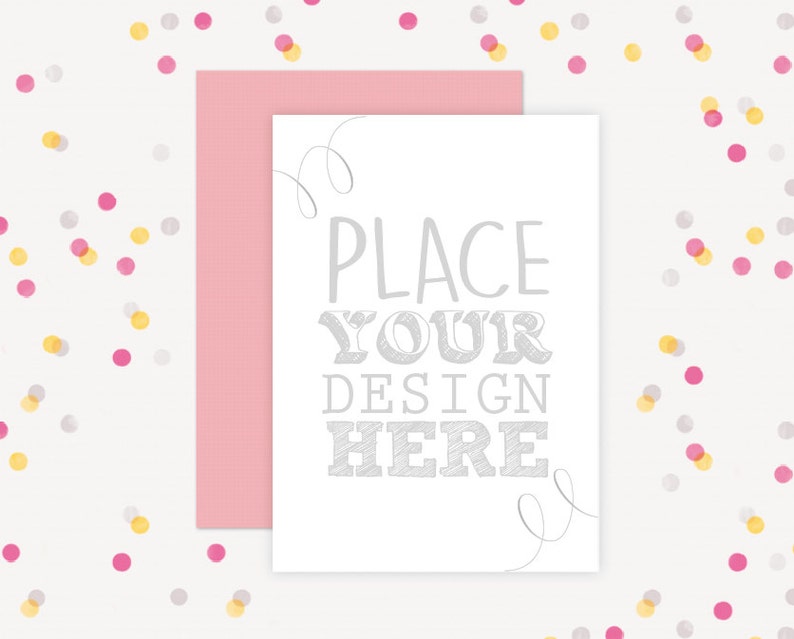 Party Invitation Mockup Confetti background Mockup 5x7