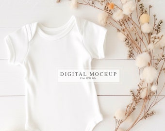 Newborn Bodysuit Mockup, Digital Flat Lay Bodysuit, Unisex Baby Shower Display, Photo Prop Template, Etsy Product Photographyup