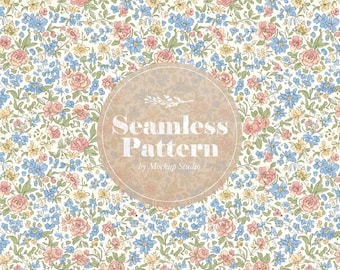 Padrão digital floral em aquarela sem emendas: papel de parede floral estilo Liberty (download digital)