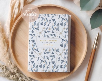 Kladblokmodel, PSD-smartobject, A5-wit blanco plannermodel, papieren notitieblok minimalistisch model, bohomodel