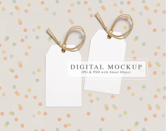 Tags Mock up, Confetti Party Tags Mockup, Minimalist Gift Tags Mockup, 2x3.5 Thank You Tags Mockup, Kids Party Favor Tag Mock up