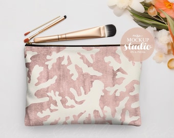 Accessory Pouch Mockup: Clear Canvas Zipper Bag (PSD & JPG)
