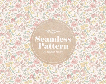Dusty Pink Floral Seamless Pattern, Watercolor Botanical Print (Digital Download)
