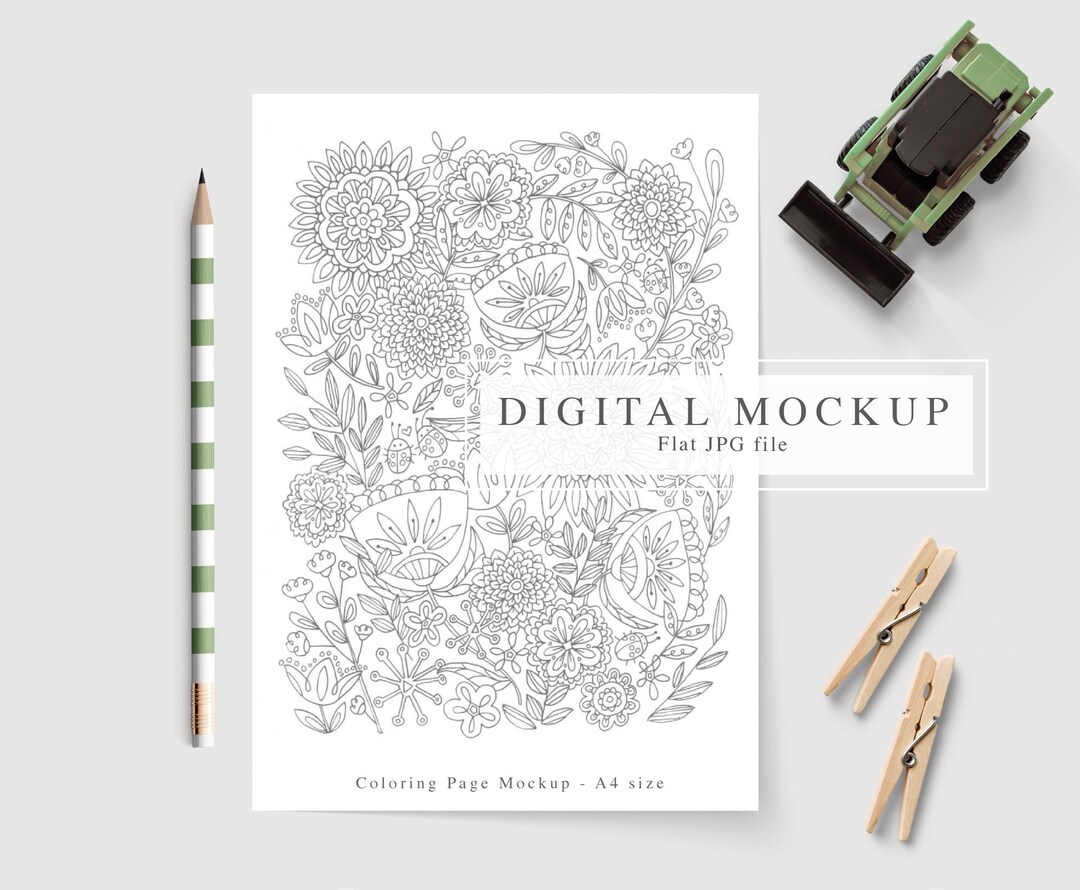 Coloring Page Mock-up, Kids Pages Mockup, A4 Page Mock-up, Kids Art and Craft Mock Up, Kids ...