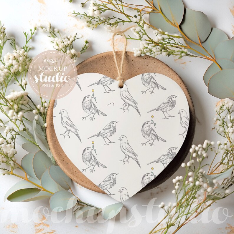 Heart Ceramic Ornament PSD Mockup