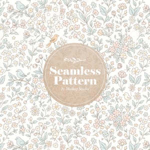 Diseño digital floral sin costuras en acuarela: Papel pintado infantil con flores estilo Liberty