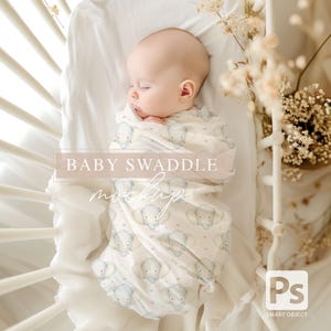 Niedliches Baby Swaddle Digital MOCKUP, Neutrale Baby Decke, PSD smart Objekt, Neugeborenen Decke Boho Foto Prop Download