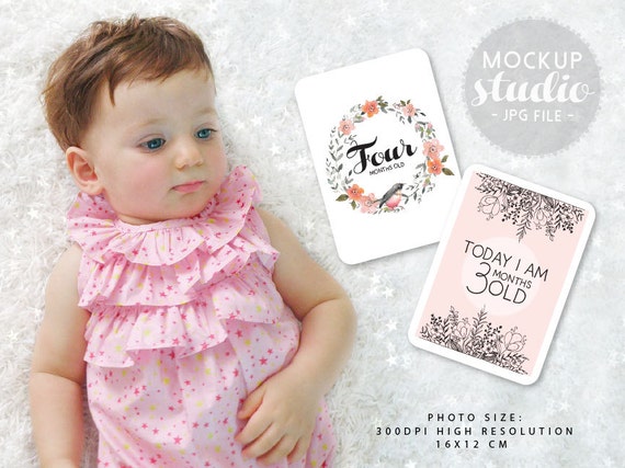 Milestone Card Mockup Styled Photography Mockup Baby Card Etsy