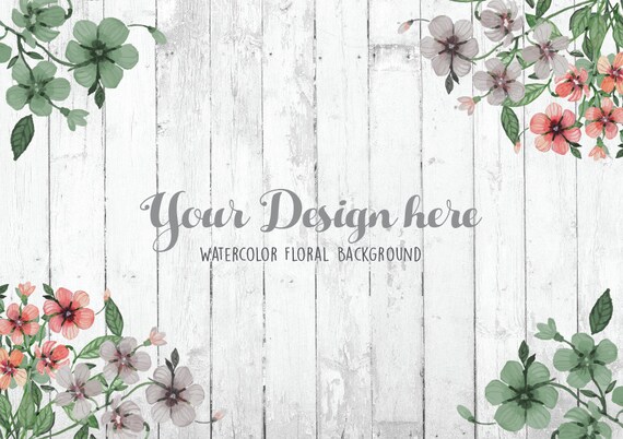 Vintage Floral Background Mint Wood Mockup Hand Painted Etsy