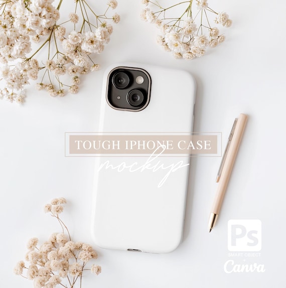iPhone 15 Tough Case Mockup: Clear, Styled Stock (PSD)