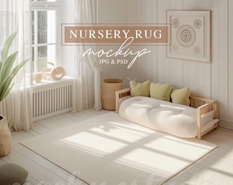 Boho Nursery Rug Mockup: 48x72 Carpet (PSD & JPG)