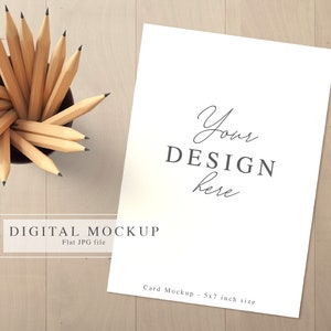 Pencils Mockup, Minimalist 5x7 Card Mockup, Styled Photography Mock Up, Neutral Mockup, Pencils Photography Mockup, Coloring Page Mockup