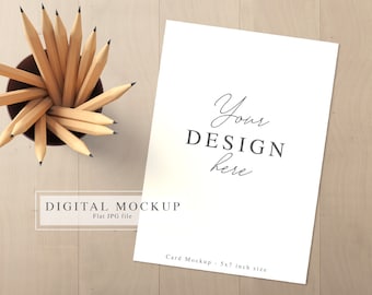 Pencils Mockup, Minimalist 5x7 Card Mockup, Styled Photography Mock Up, Neutral Mockup, Pencils Photography Mockup, Coloring Page Mockup