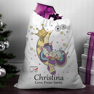 Unicorn Princess. Santa Christmas Sack | Christmas Sack | Personalized | Personalised Christmas Sack |Santa Sacks Unicorn Moon