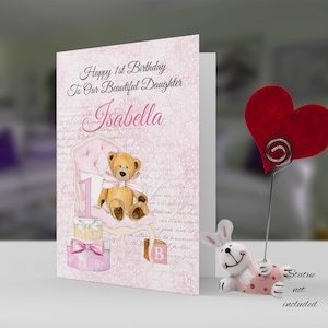 Carte d’anniversaire de fille 1ère, fille personnalisée mignonne de carte, ou autre