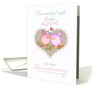 Cartão de aniversário lésbico, cartão de aniversário de casal com pássaros do amor, cartão de felicitações lésbica
