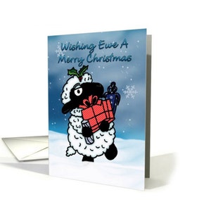 Christmas Card With Sheep, - Wishing Ewe, A Merry Christmas card