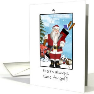 Cartolina di Natale, carta da golf da gioco di Babbo Natale