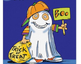 Halloween Ghost Card, Can Customize to names,Grandson Halloween or birthday, Witches and all sorts of fun