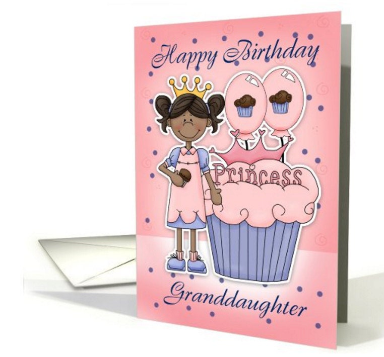 Happy Birthday Granddaughter African American Granddaughter Birthday Card Cupcake Princess Card African - Etsy India