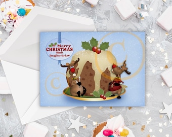 Son and Daughter-in-Law Christmas Pudding & Reindeer
