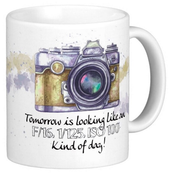 Fotografía Taza de regalo, con cita de cámara geek, cámara de acuarela y boceto, taza de regalo