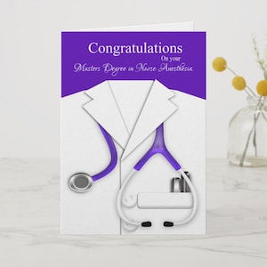L’obtention du diplôme Félicitations pour votre maîtrise en infirmière anesthésie, carte médicale de l’obtention du diplôme