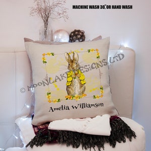 Personalised Mopsy Rabbit Purple Beatrix Potter Cushion Cover