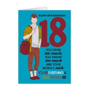 18º aniversário, cartão de aniversário moderno e humorístico, um cartão de aniversário divertido, com palavras divertidas, cartolina profissional 5x7 e envelope
