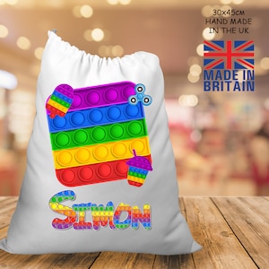 Popit Toy Bag Fidget Bag, Kids Personalised Bag Fidget Popit Storage bag Girls Bag Boys Bag Stocking Filler