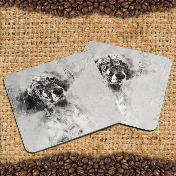 Ensemble de 4 anglais Setter Grunge Art Coasters | Cadeau à la maison | Marchandises à domicile | Montagnes russes | Nouvelle maison | Cadeau | single disponible