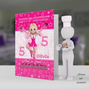 Cheerleader Dancing, Stars In Blended Pinks card, 6th,-14th, Cheerleader Birthday, 5x7