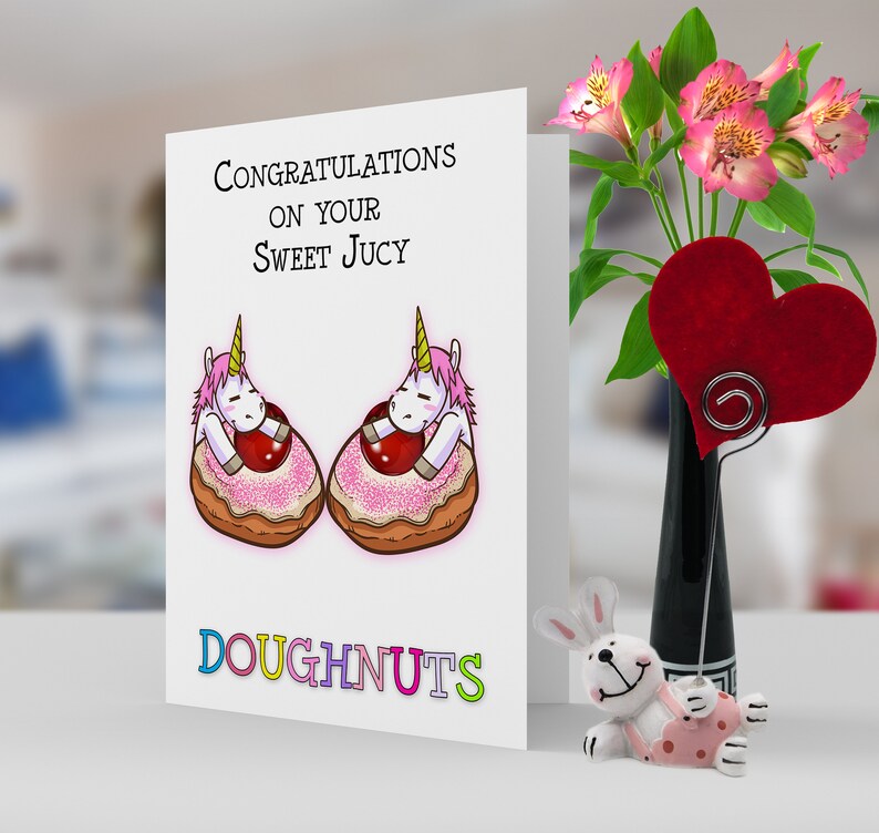 Boobs, Boob Job, borstoperatie - Fun Boob Job Card met zoete jucy donuts.