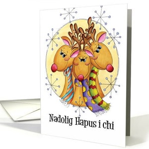 Nadolig Hapus I Chi - Gallois Joyeux Noël - Carte de renne