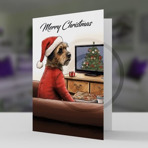 Weihnachtsgrüße Border Terrier, Weihnachtshund - 13x18 pro Karte und Umschlag