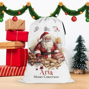 Santa and Gingerbread Cookies | Christmas Sack | Personalized | Personalised Christmas Sack |