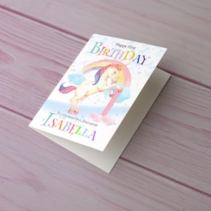 Personalised Unicorn Birthday Card. Any age from 1 to 90. Daughter Niece etc