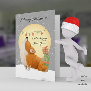 Corgi Dog Christmas Card, Quirky and Fun, peut être personnalisé avec le nom ou d’autres messages, gallois anglais ou autre