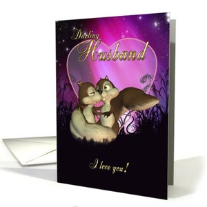 Mari carte de la Saint-Valentin journée carte avec joli amour écureuils © il n’y a pas d’or ou feuille sur cette carte Merci