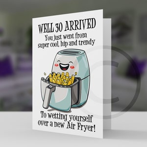 Carte d'anniversaire AIR FRYER avec humour et enveloppe 5 x 7 pouces