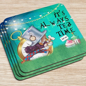 Mad Hatter time for Tea Gift Coaster Single or Set of Coasters