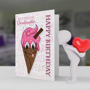 Carte de vœux d'anniversaire de crème glacée de petite-fille - Nice, fille, filleule, cousine, soeur, belle-sœur.