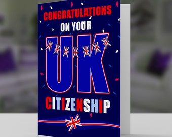 Congratulations On Your UK or British Citizenship Greeting Card with Envelope 5x7 pro card stock